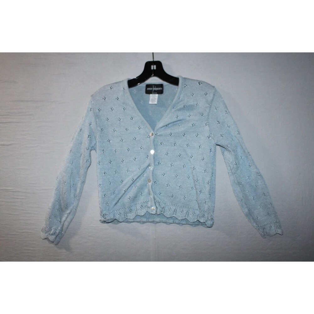 Vintage John Roberts Cardigan Light Blue Size 4P Button Long Sleeve Light Weight